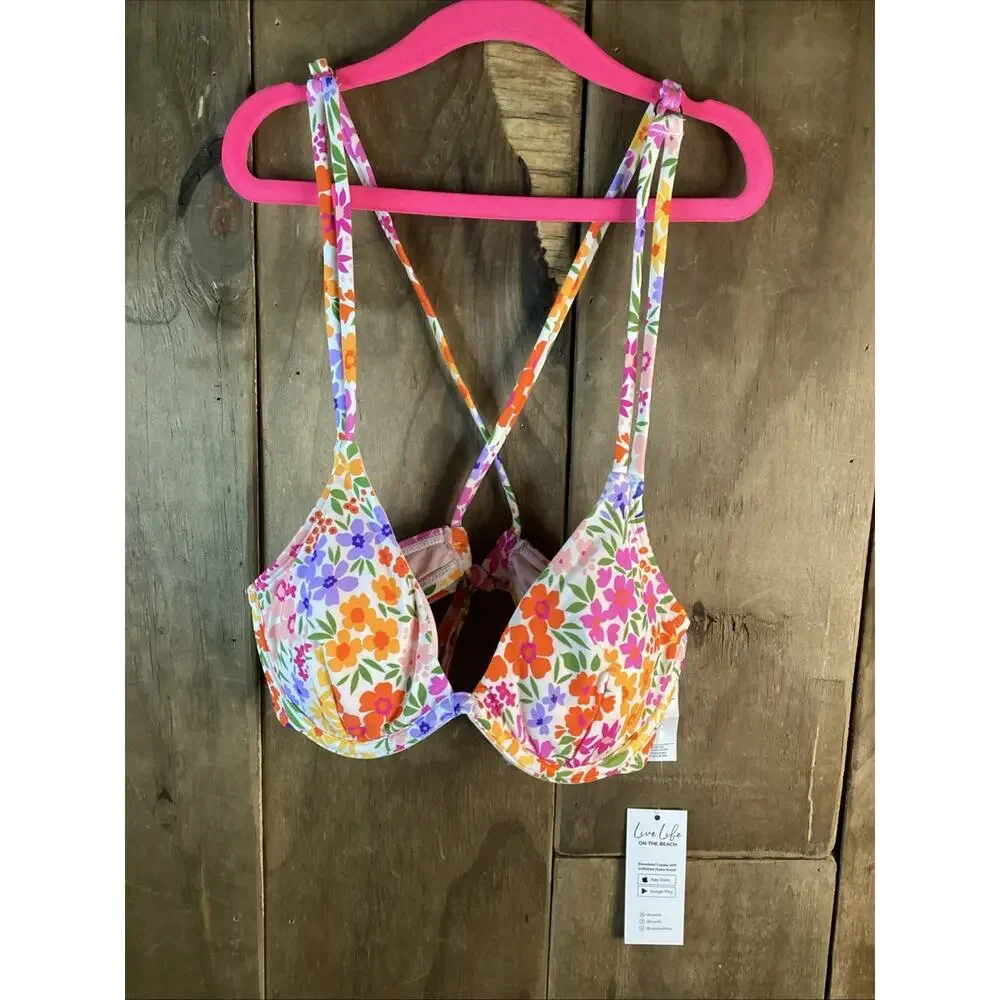 Cupshe Floral Swimsuit Bikini Top, Small
